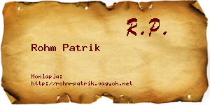 Rohm Patrik névjegykártya